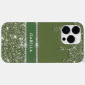 シックモダンセージグリーングリッタースパークルダイヤモンド Case-Mate iPhoneケース (裏面 (横))