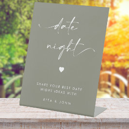 シックモダンセージ緑の日付ジャーアイディアの結婚サイン 台座サイン