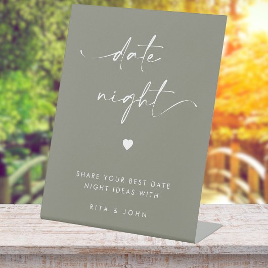 シックモダンセージ緑の日付ジャーアイディアの結婚サイン 台座サイン