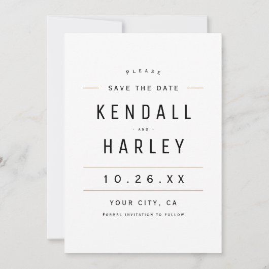 シックモダンタイポグラフィシンプル写真の日付を保存 セーブザデート (正面)