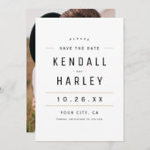 シックモダンタイポグラフィシンプル写真の日付を保存 セーブザデート (正面/裏面)