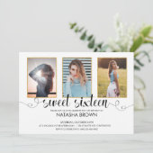 シックモダンタイポグラフィスイート16パーティー写真 招待状 (スタンド正面)