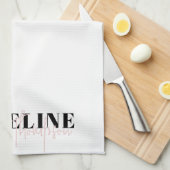 シックモダンタイポグラフィスクリプトライトピンクフェミニン色 キッチンタオル (四つ折り)