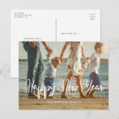シックモダンタイポグラフィハッピーニューイヤー写真 ポストカード (正面/裏面)