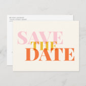 シックモダンタイポグラフィピンクイエローザデイト ポストカード (正面/裏面)