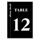 シックモダンタイポグラフィブラックミニマ結婚リスト テーブルナンバー (正面)