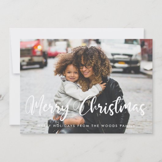 シックモダンタイポグラフィメリークリスマスフォト シーズンカード (正面)