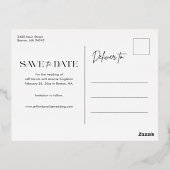 シックモダンタイポグラフィ写真の保存日付 箔招待状ポストカード (裏面)