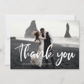 シックモダンタイポグラフィ結婚サンキューカード 案内状 (正面)