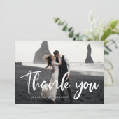 シックモダンタイポグラフィ結婚サンキューカード 案内状 (スタンド正面)