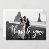 シックモダンタイポグラフィ結婚サンキューカード 案内状 (正面/裏面)