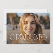 シックモダンタイポグラフィ2枚の写真卒業 案内状 (正面)