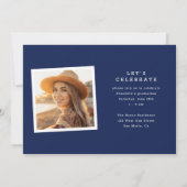 シックモダンタイポグラフィ2枚の写真卒業 案内状 (裏面)