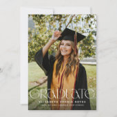 シックモダンタイポグラフィ2枚の写真卒業 案内状 (正面)