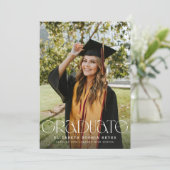 シックモダンタイポグラフィ2枚の写真卒業 案内状 (スタンド正面)