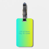 シックモダンターコイズイエローグリーングラデーションモノグラム ラゲッジタグ (裏面縦)