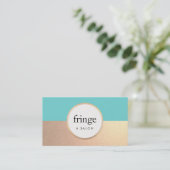 シックモダンターコイズフェイクゴールドフォイル美しいサロン 名刺 (スタンド正面)