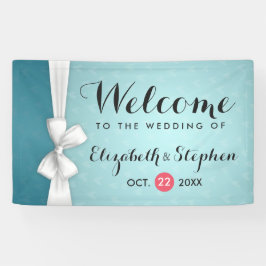 シックモダンターコイズホワイトリ結婚ボンのバナー 横断幕