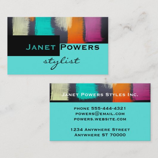 シックモダンターコイズ抽象芸術絵を描デザインカスタム 名刺 (正面/裏面)