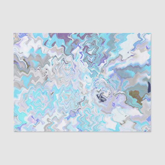 シックモダンターコイズ&ブルー抽象デザイン 薄葉紙 (正面)