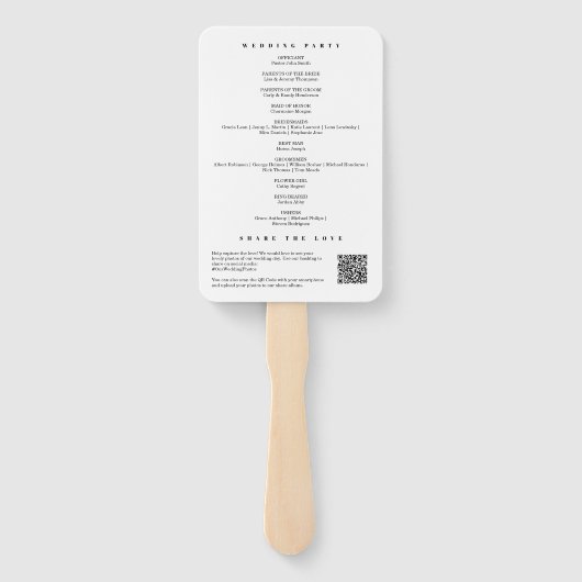 シックモダンダスティグリーンミニマル結婚式 プログラム ハンドファン (裏面)