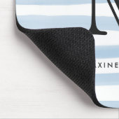 シックモダンダスティブルーウォーターカラーストライプモノグラム マウスパッド (コーナー)