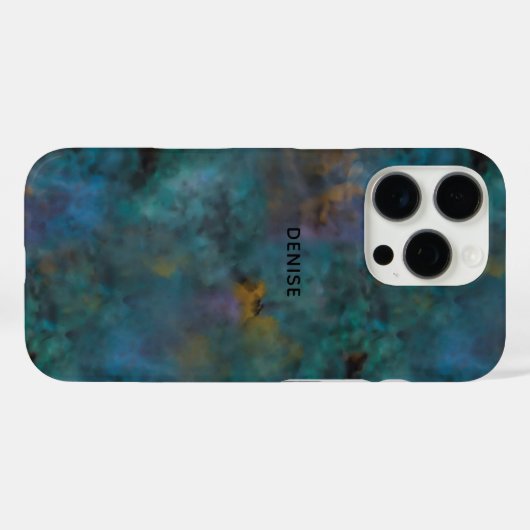 シックモダンダークグリーンブルー絞り染め名カスタム Case-Mate iPhoneケース (裏面 (横))