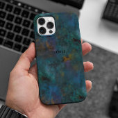 シックモダンダークグリーンブルー絞り染め名カスタム Case-Mate iPhoneケース