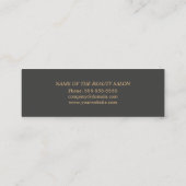 シックモダンダークグレイフェイク金ゴールドリップメイクアップアーティスト スキニー名刺 (裏面)