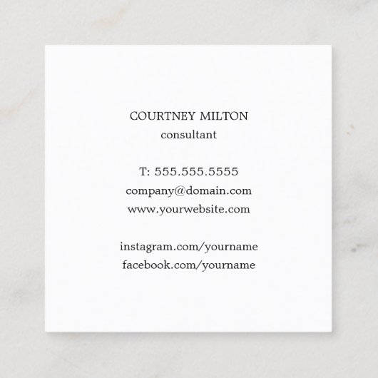 シックモダンテクスチャイエローネットワーキングコンサルタント スクエア名刺 (裏面)