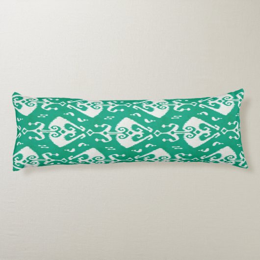 シックモダンテクスチャグリーンイカットの部族パターン ボディピロー (裏面)