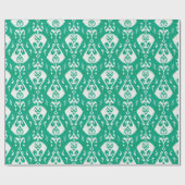 シックモダンテクスチャグリーンイカットの部族パターン ラッピングペーパー (フラット)