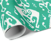 シックモダンテクスチャグリーンイカットの部族パターン ラッピングペーパー (ロールコーナー)