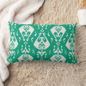 シックモダンテクスチャグリーンイカットの部族パターン ランバークッション (ブランケット)