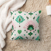 シックモダンテクスチャピンクグリーンイカット枕 クッション (ブランケット)