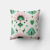 シックモダンテクスチャピンクグリーンイカット枕 クッション (裏面)