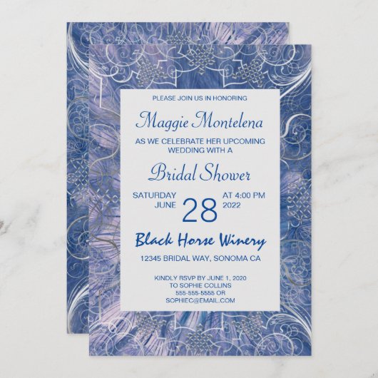 シックモダンテクスチャブライダルシャワー招待 招待状 (正面/裏面)