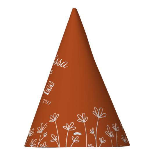 シックモダンテラコッタフラワーファースト誕生日 パーティーハット (右)