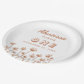 シックモダンテラコッタフラワーファースト誕生日 ペーパープレート (アングル)