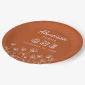 シックモダンテラコッタフラワーファースト誕生日 ペーパープレート (アングル)