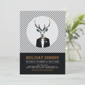 シックモダンディアクリスマス/ホリデーディナーパーティー 招待状 (スタンド正面)