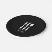 シックモダンディナー感謝していブラック ペーパープレート (アングル)