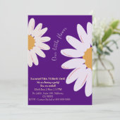 シックモダンデイジーフローラインディゴ1歳の誕生日 招待状 (スタンド正面)