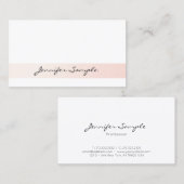 シックモダンデザインお洒落トレンディー赤面ピンクホワイト 名刺 (正面/裏面)