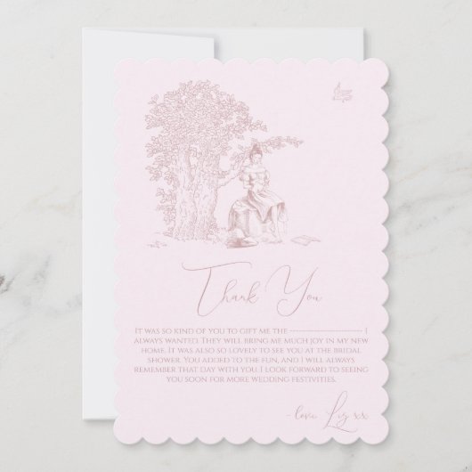 シックモダントイレデジュイピクニックブライダルシャワー サンキューカード (正面)