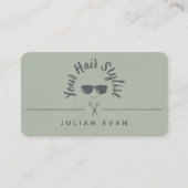 シックモダントレンディーセージ緑アイコン美容師 名刺 (正面)