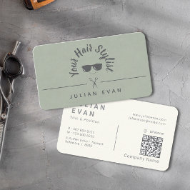 シックモダントレンディーセージ緑アイコン美容師 名刺