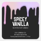 シックモダントレンディーピンクパープルドリップスキャンドルラベル スクエアシール (正面)