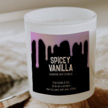 シックモダントレンディーピンクパープルドリップスキャンドルラベル