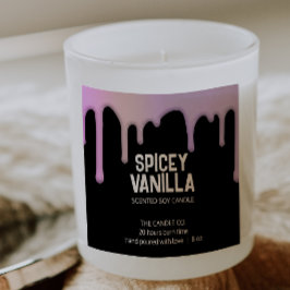 シックモダントレンディーピンクパープルドリップスキャンドルラベル スクエアシール